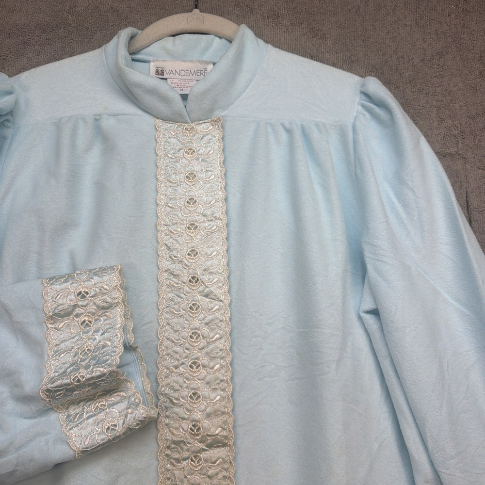 Vandemere 1990s Vintage Lace Nightgown‎ Blue Embroidered USA NWT Medium